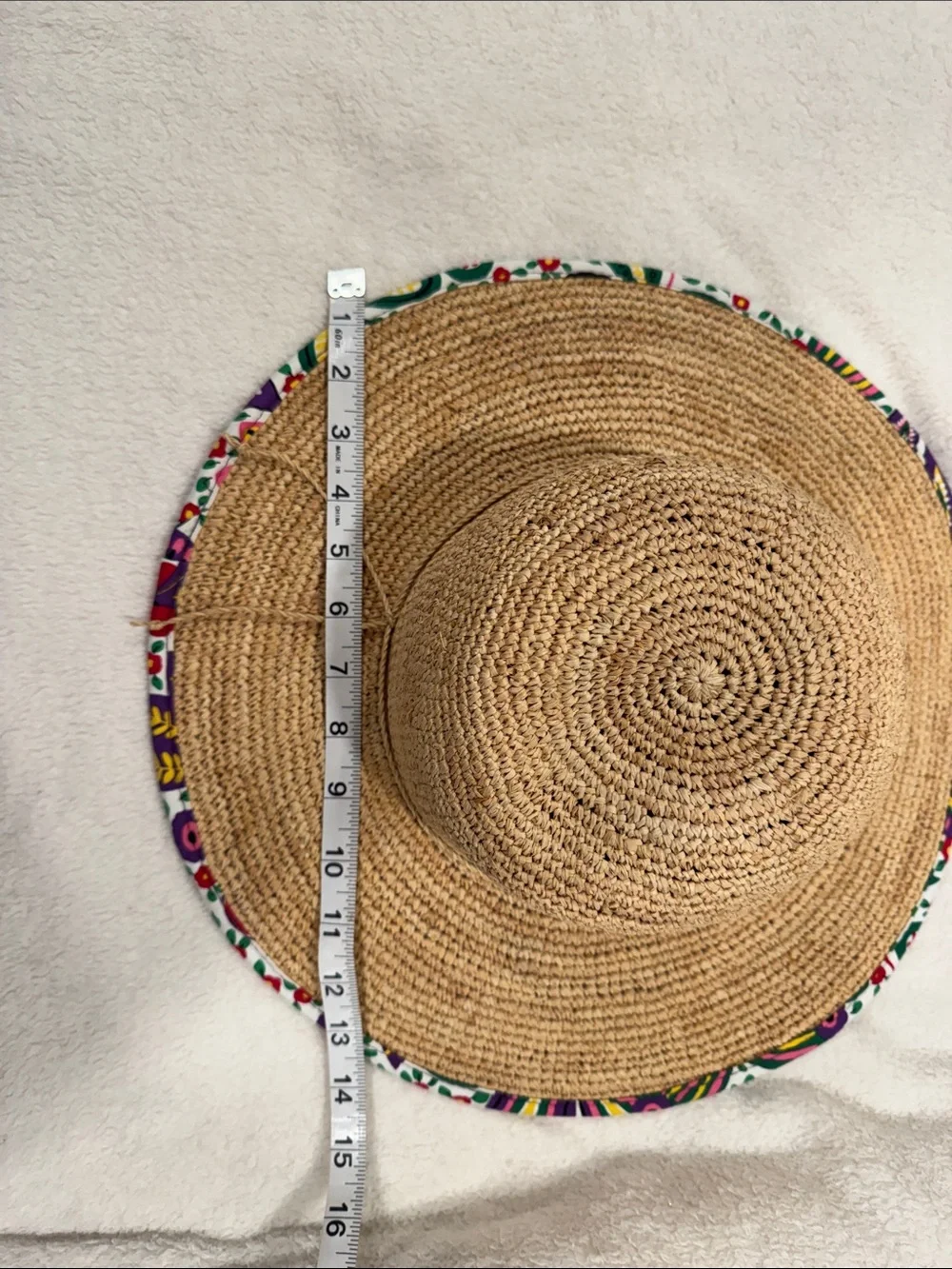 Vera Bradley Natural Straw Hat with Multicolor Floral Trim